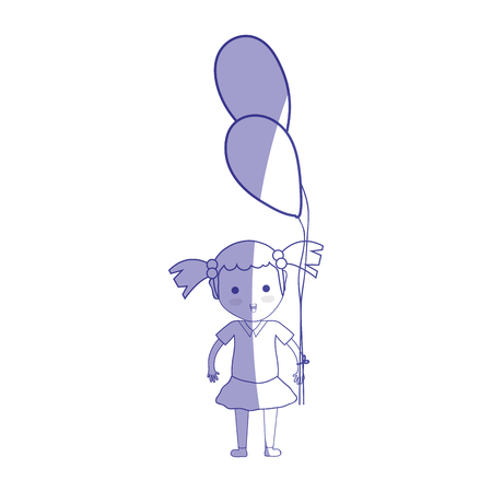 Silhouette cute girl with balloons in the handのイラスト素材