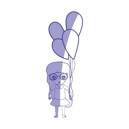 Silhouette cute girl with balloons in the handのイラスト素材