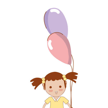 Cute girl with balloons in the handのイラスト素材