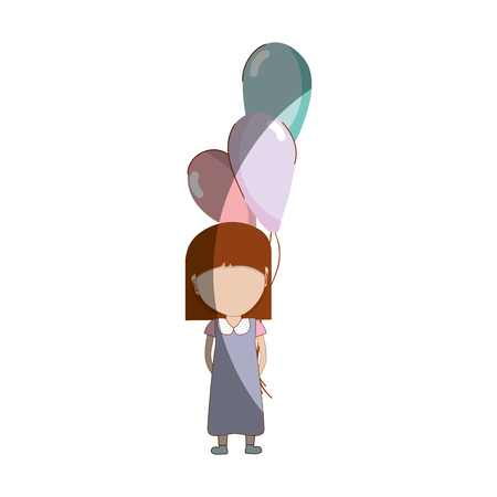 cute girl with balloons in the hand, vector illustrationのイラスト素材