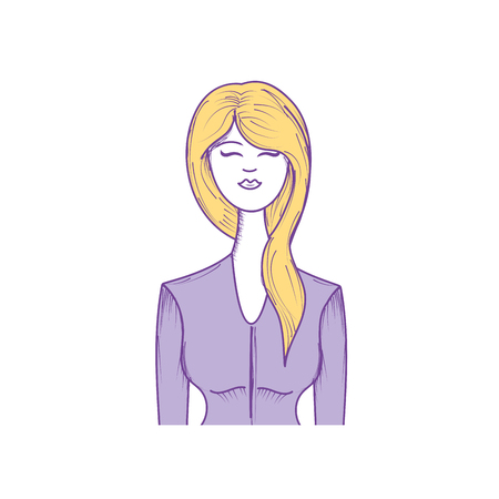 cute woman with hairstyle and elegant blouse, vector illustrationのイラスト素材