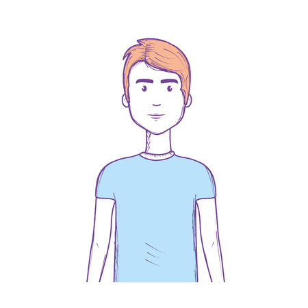 cute man with haistyle and t-shirt, vector illustrationのイラスト素材
