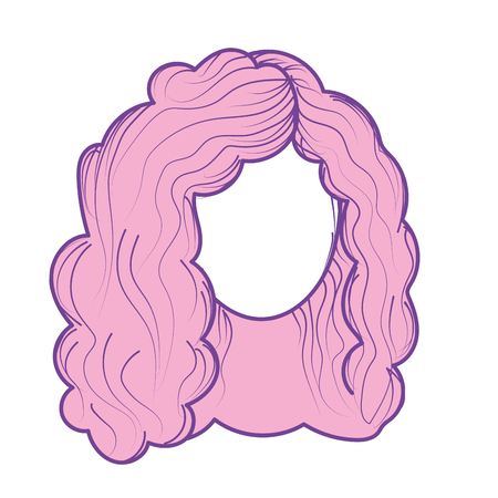 cute woman face with hairstyle, vector illustrationのイラスト素材