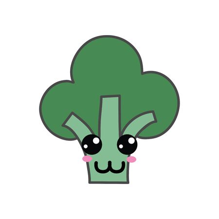 kawaii cute happy broccoli vegetableのイラスト素材