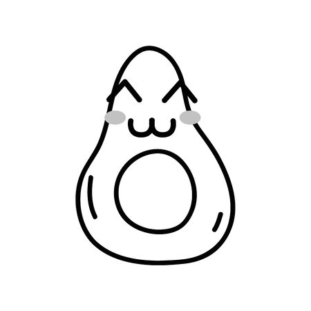 line kawaii cute happy avocado fruitのイラスト素材