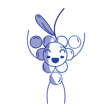 silhouette cute happy grape fruitのイラスト素材