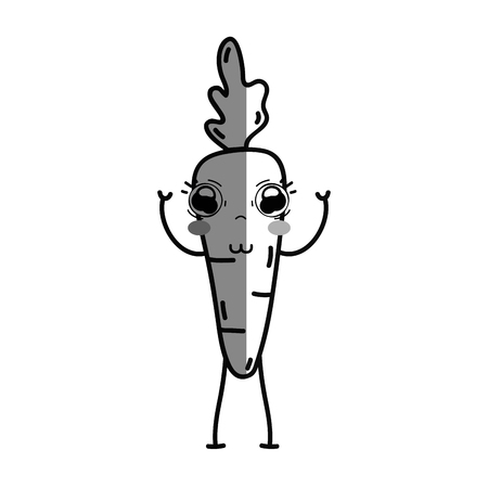 line  cute happy carrot vegetableのイラスト素材