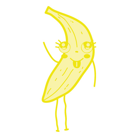 kawaii cute happy banana fruitのイラスト素材