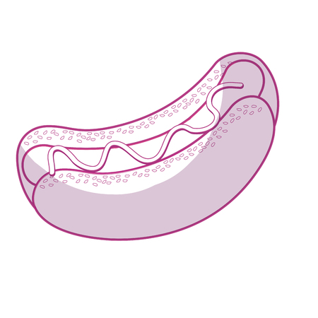 silhouette delicious hot dog fast food meal, vector illustrationのイラスト素材