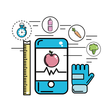 smartphone with beat and apple insideのイラスト素材