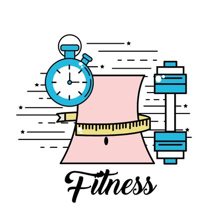 waist with meter and choronometer with dumbbell, vector illustrationのイラスト素材
