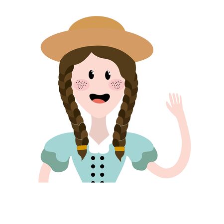 pretty woman with hat and blouseのイラスト素材