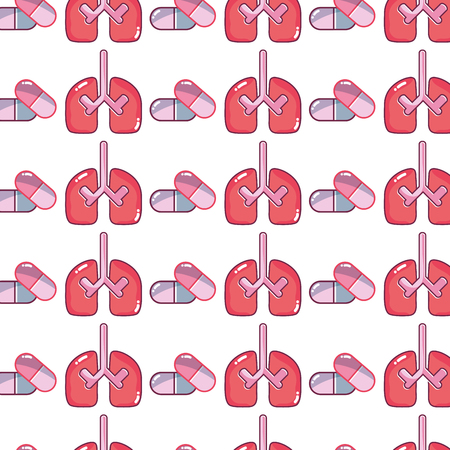 lungs organ with pills treatment backgroundのイラスト素材