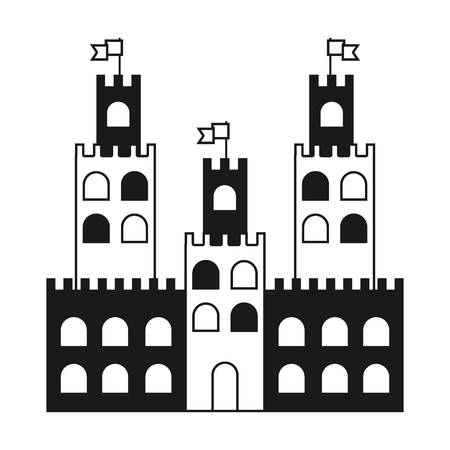 contour castle built on an kingdom to protect them vacation vector illustrationのイラスト素材