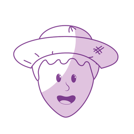 silhouette cute man face with hat vector illustrationのイラスト素材