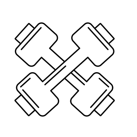 line dumbbells instrument to do exercise in the gymのイラスト素材