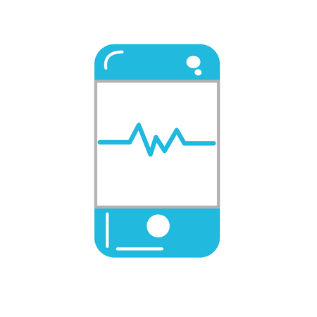 Technology smartphone with cardiac rhythm vector illustration.のイラスト素材