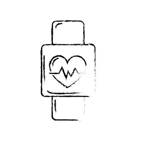 figure smartwatch to know the rhythm cardiacのイラスト素材