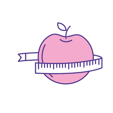delicious apple fruit with tap measuring vector illustrationのイラスト素材