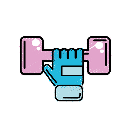 dumbel with glove to do exercise vector illustrationのイラスト素材