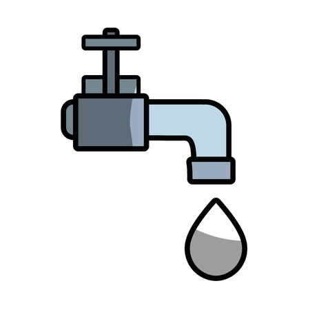 faucet with drop of water to ecology conservation vector illustrationのイラスト素材