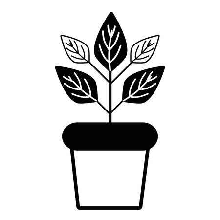 Contour plant inside flowerpot to ecology preservationのイラスト素材