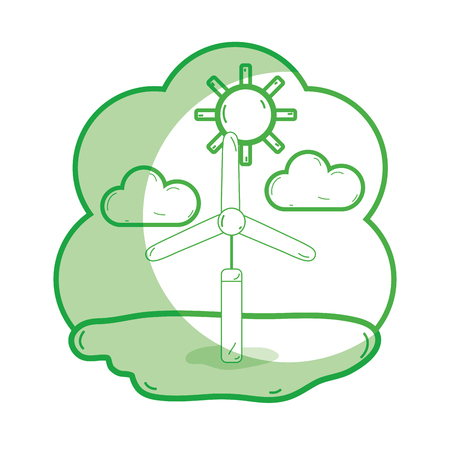 silhoutte windpower industries to healp the environmentのイラスト素材