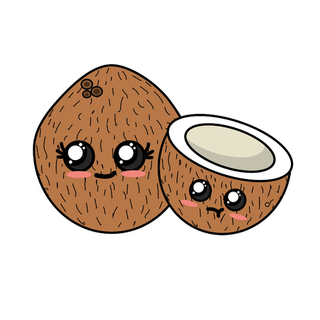 cute tender coconuts fruitのイラスト素材