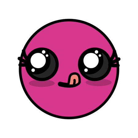 cute kawaii beautiful face smile and happy vector illustrationのイラスト素材