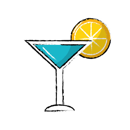 delicious cocktail with slice of lemon to refreshのイラスト素材