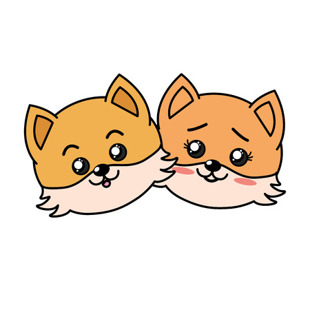 Cute couple wild animal with beautiful expressionのイラスト素材
