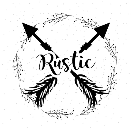 rustic branches around of arrowsのイラスト素材