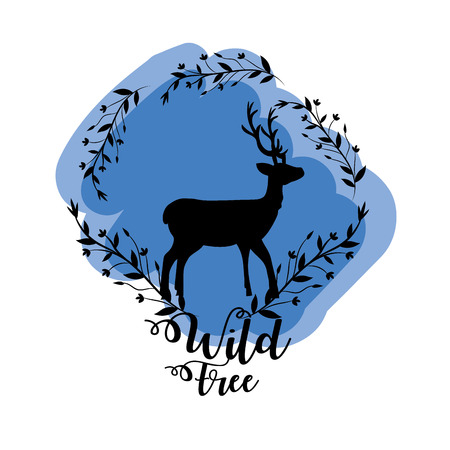 branches around of deer wild animalのイラスト素材