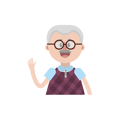 old man with glasses and hairstyleのイラスト素材