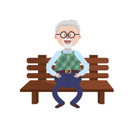 old man in the chair with hairstyleのイラスト素材