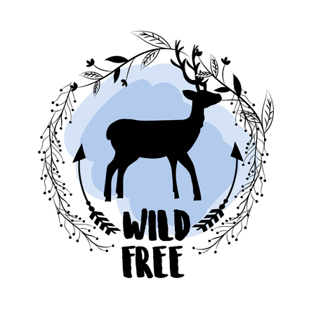 branches around of deer wild animalのイラスト素材