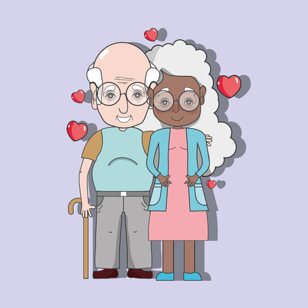 old coupe people with glasses and hairstyleのイラスト素材