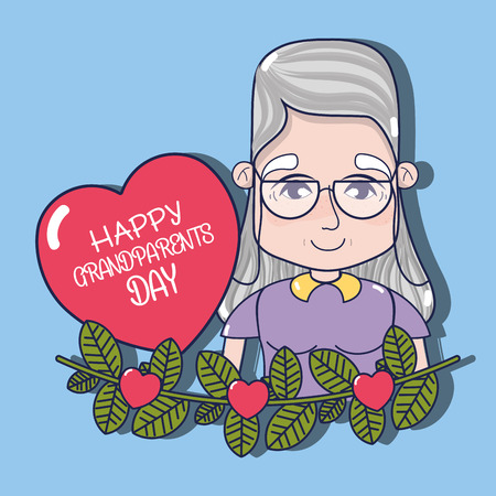 old woman with branche design and heartのイラスト素材