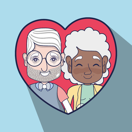 old people inside of heart designのイラスト素材