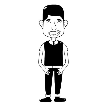 Contour man with casual clothes and hairstyle.のイラスト素材