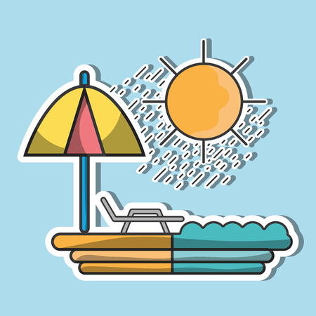 sun seat with umbrella to vacationのイラスト素材