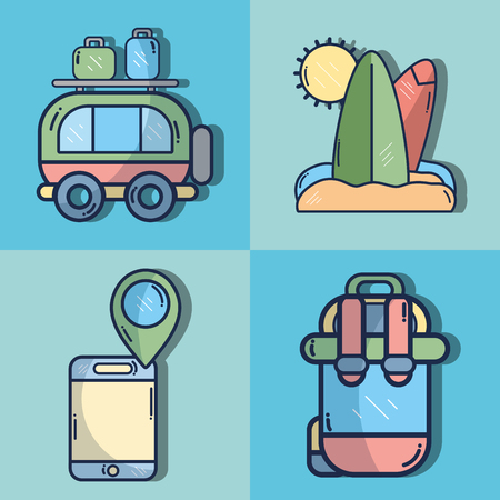 set thing to used in the travelのイラスト素材