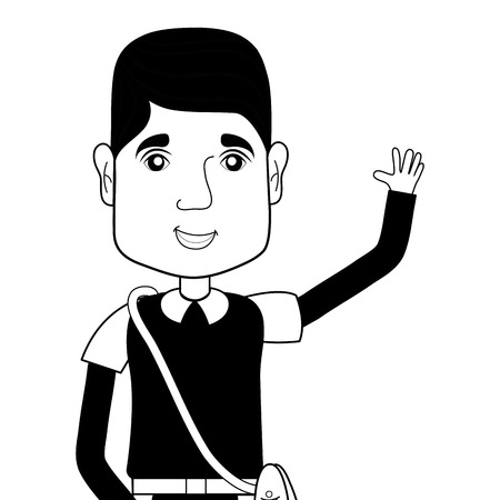 contour man with bag and hairstyleのイラスト素材