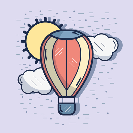 air balloon in the sky with clouds and sunのイラスト素材