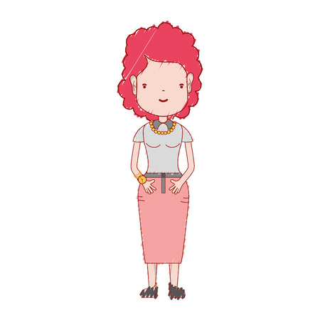 woman with haistyle and casual clothes vector illustrationのイラスト素材