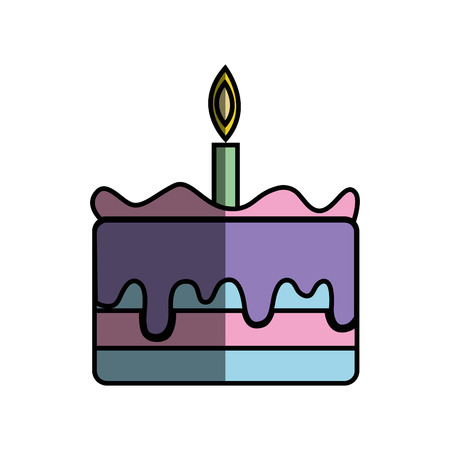 tasty cake desset with candle to eat vector illustrationのイラスト素材