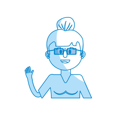 silhouette old woman with glasses and hairstyleのイラスト素材