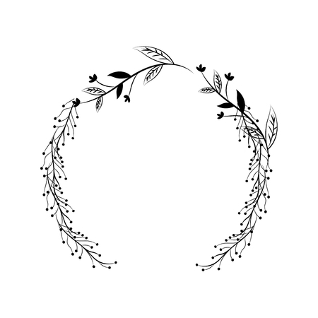 branches with leaves and flowers decorationのイラスト素材