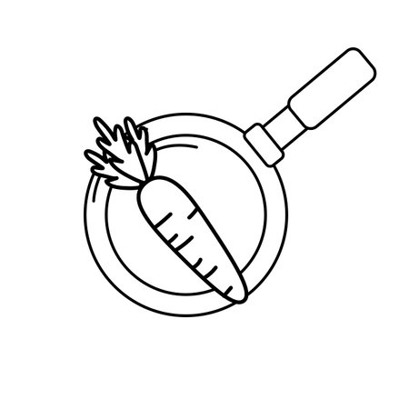 line carrot vegetable inside skillet pan vector illustrationのイラスト素材