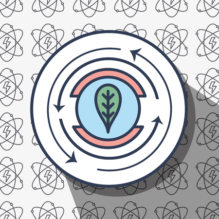 emblem leaf symbol with energy background to conservation of environment vector illustrationのイラスト素材